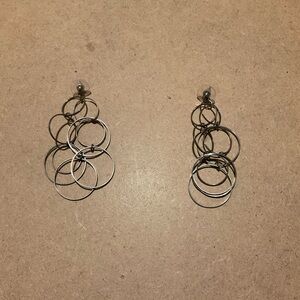 Chic Multi-Loop Silver Earrings